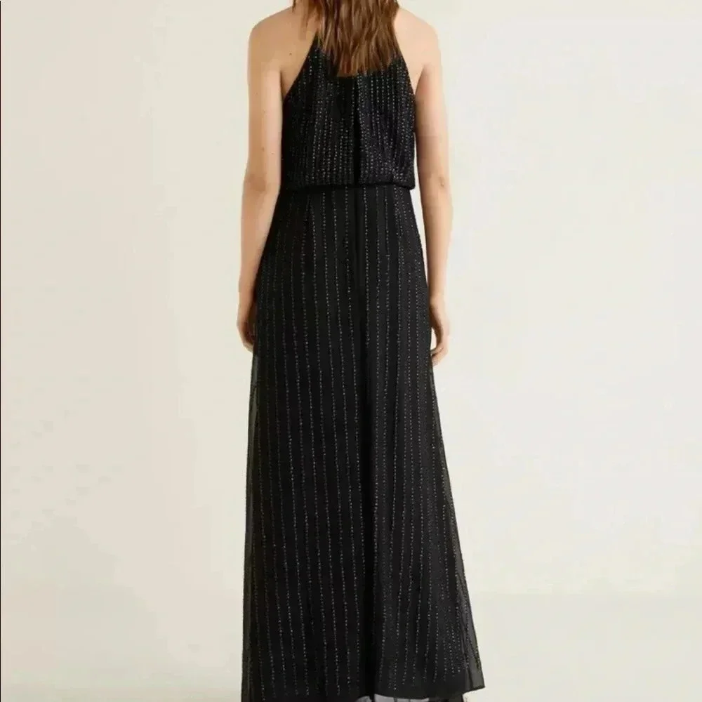 NEW ✨ Mango MNG Black Long Sequin Halter Party Dress 4 - Picture 4 of 8